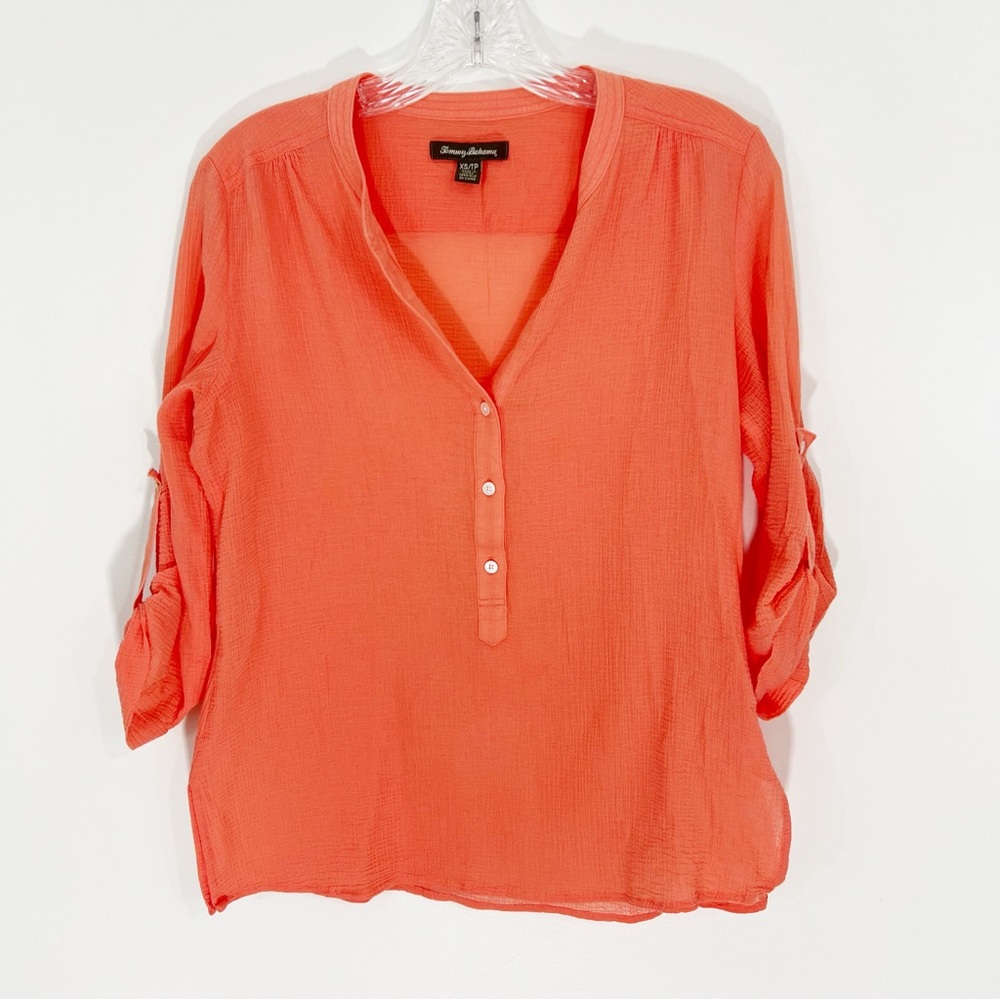 Tommy Bahama Coastview Gauze Top in Orange Size XS